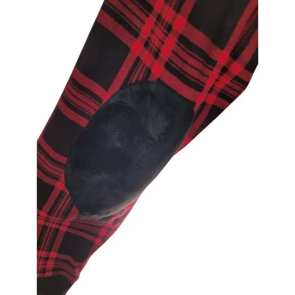 Ralph Lauren Jeans Co Top Shirt Womens 1X Red Black Plaid Elbow Patches Zipper - Picture 5 of 11